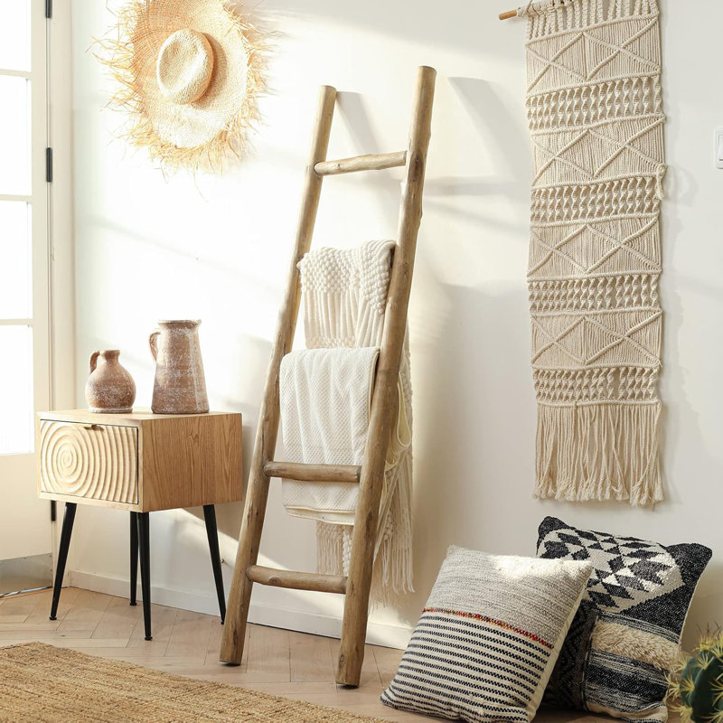 Échelle de couverture en bois 57 po entièrement assemblée, Brun