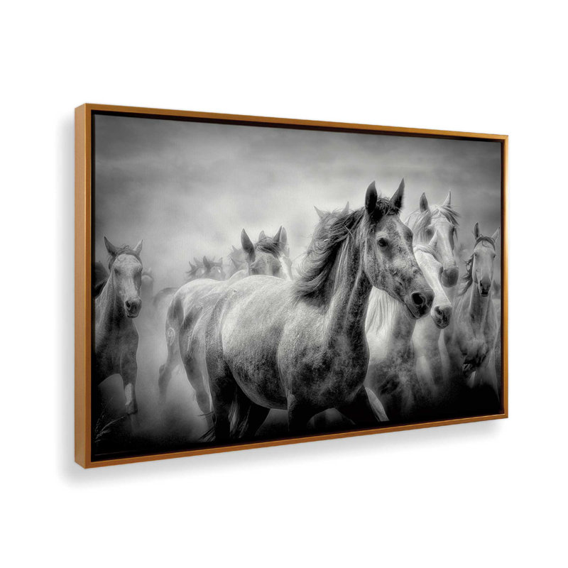 Thundering Hooves, reproduction sur toile, H 12,75 po x l 18,75 po x P 1,75 po, Cadre flottant or poli