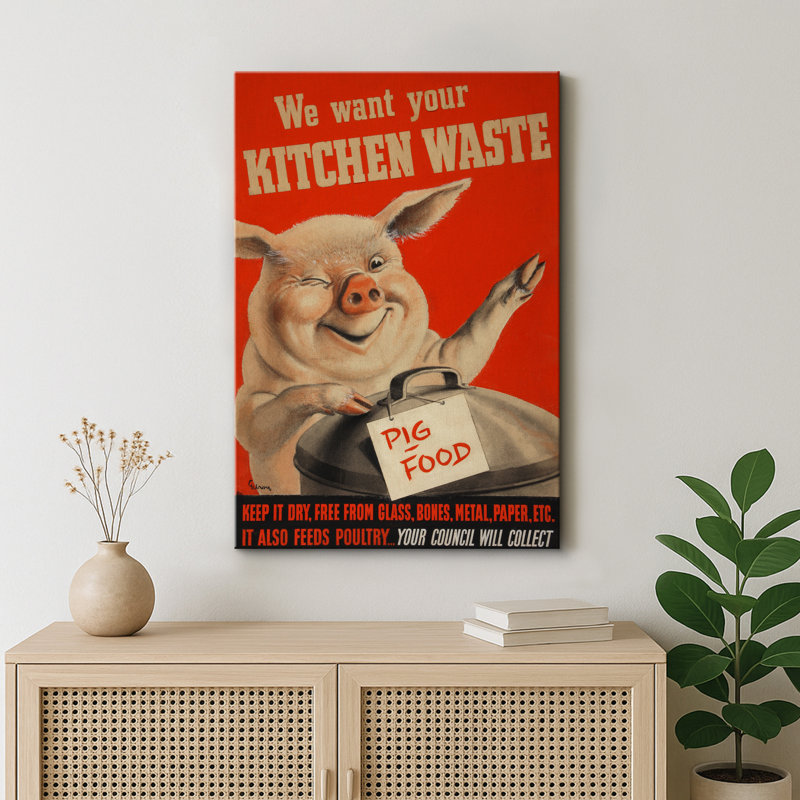 Art rétro, déchets de cuisine, affiche rétro, humour de ferme rétro, impression sur toile encadrée, Toile tendue