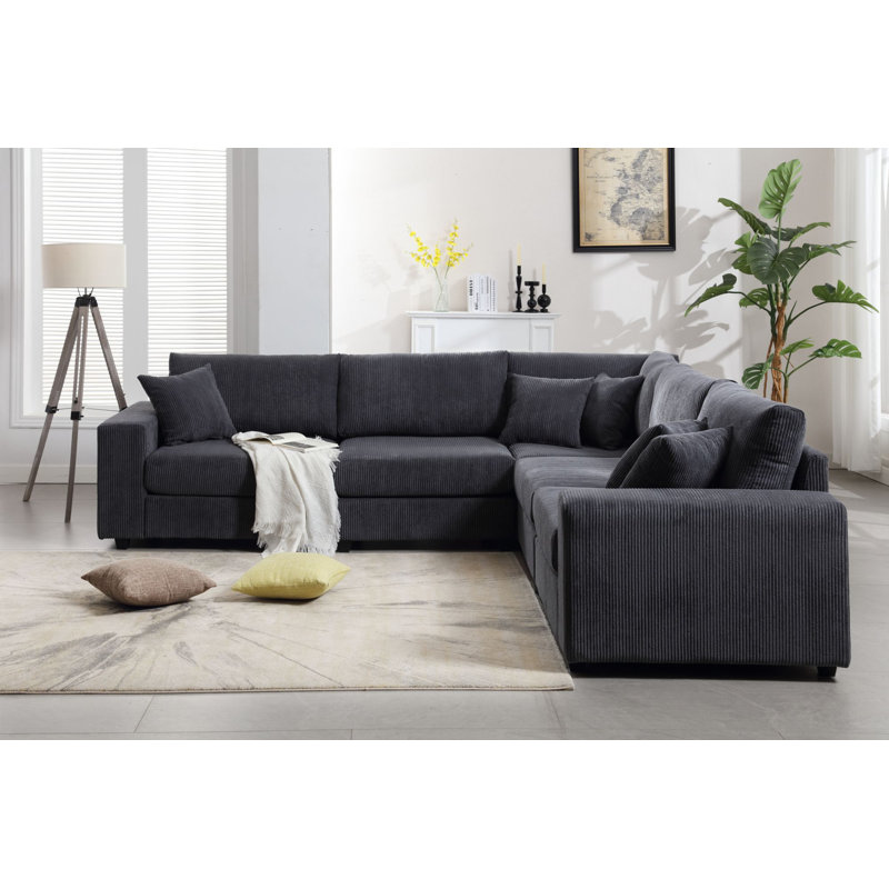 Newell 108.5'' L Shaped Modular Sectional Sofa, Gray