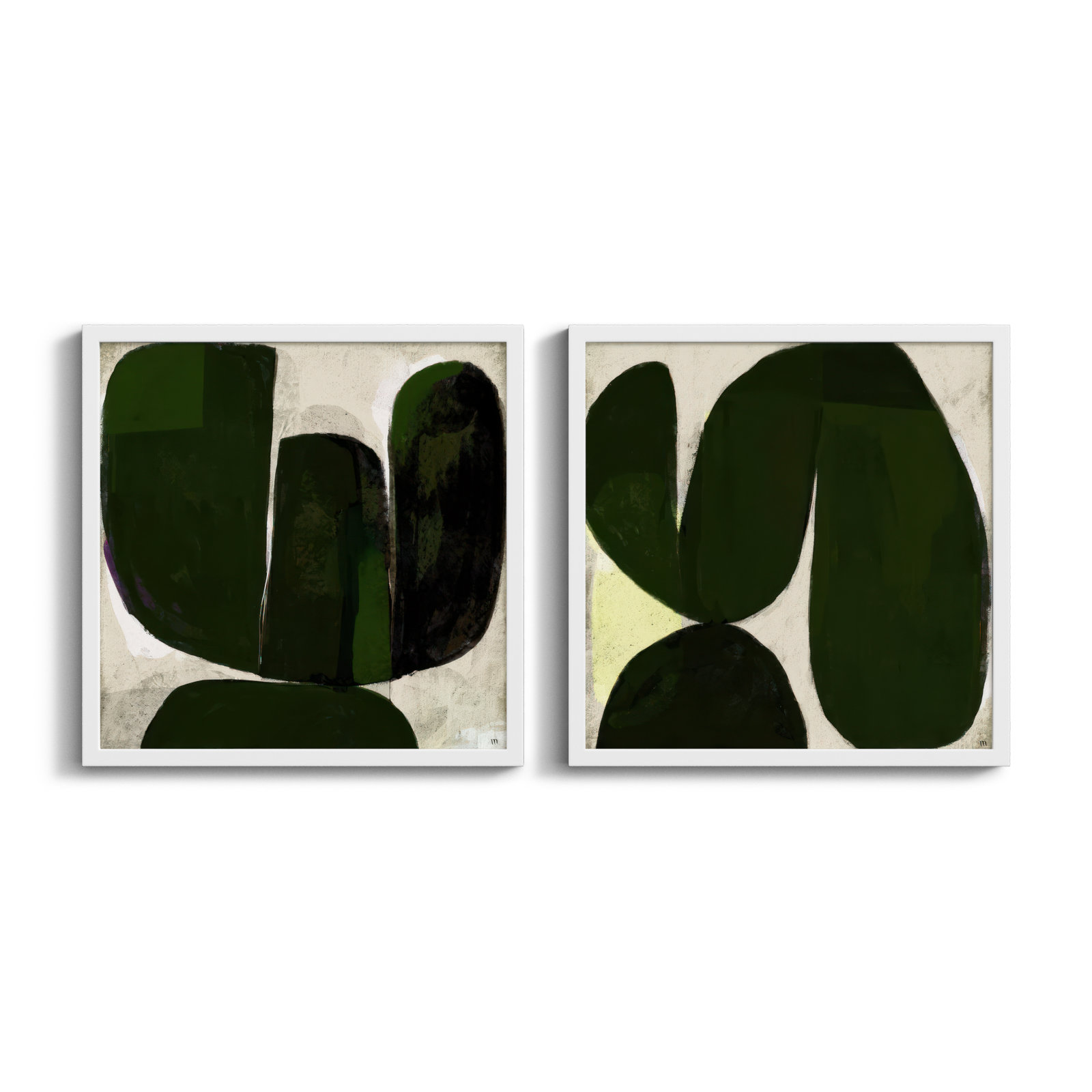 Succulent Set Of 2 by StudioM, 16" H x 16" W x 1.25" D, White