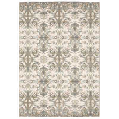 Tapis géométrique ivoire / multicolore