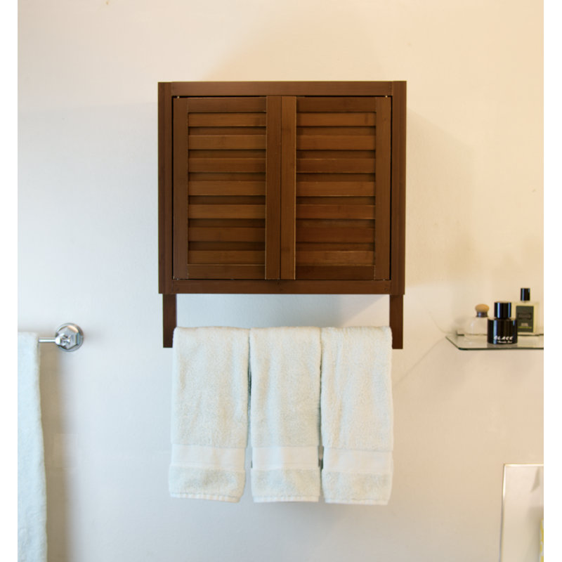 Armoire de salle de bain murale en bois massif l 20,5 po x H 22,4 po x P 8,5 po Mitch, Brun mat