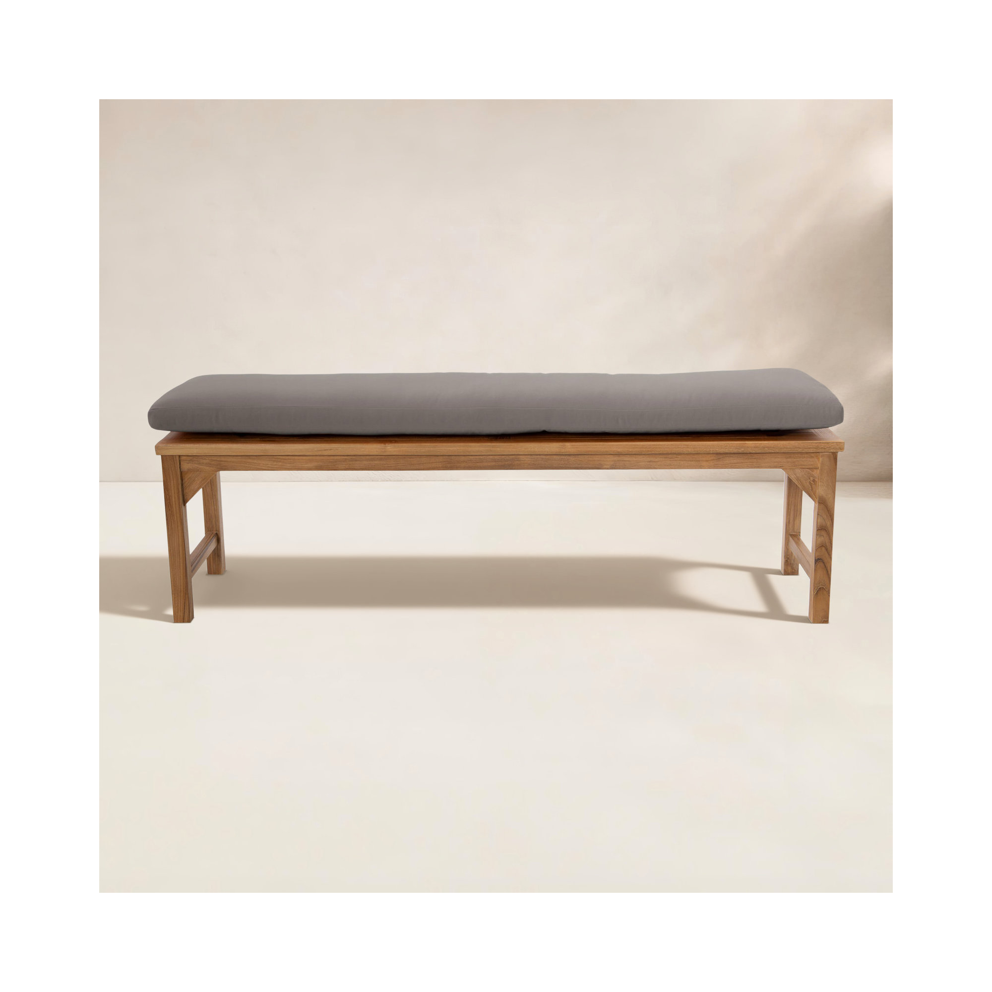 Velay Teak Outdoor Bench, 18" H x 72" W x 15.25" D, Taupe