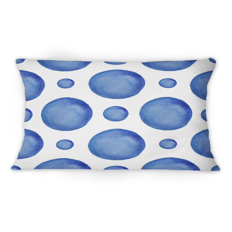 Petits et grands cercles bleus sur fond blanc II - Coussin décoratif imprimé moderne 1