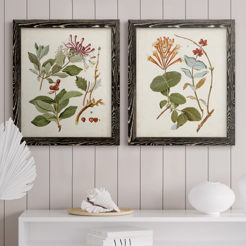 Arbres en fleurs rétro II - Toile encadrée de qualité supérieure - prête à être accrochée, H 20 po x l 34 po, Noir