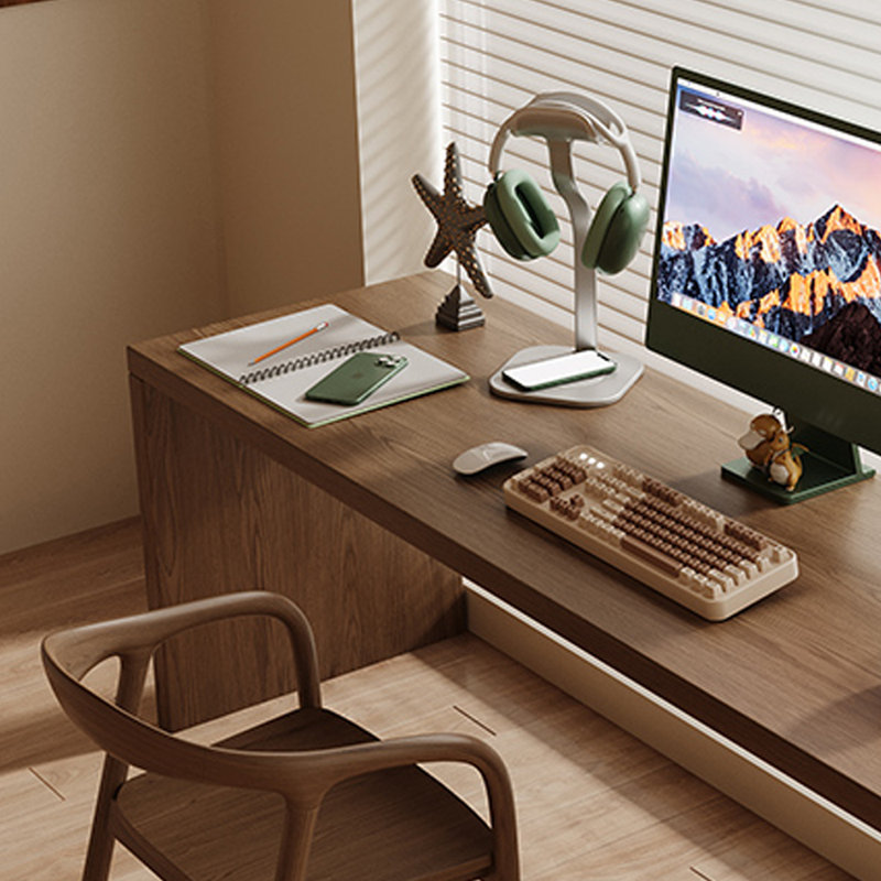 Bureau d'écriture en bois de frêne brun foncé, H 29,52 po x l 78,74 po x P 23,62 po