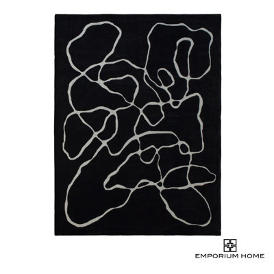 Emporium Home Wool Abstract Area Rug in Black