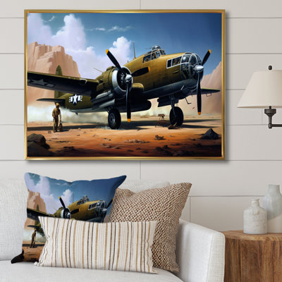 Avion rétro dans le désert II - reproduction sur toile