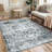 Rug Kitchen Hallway Entryway – Vintage Floral Oriental Design Non-Slip Stain Resistant Low Pile Floor Covering (Blue)-1412393262