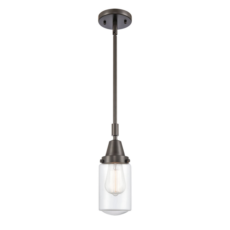 Luminaire suspendu cylindrique à 1 lumière Saroyan, Ampoule non incluse, Transparent, Bronze huilé