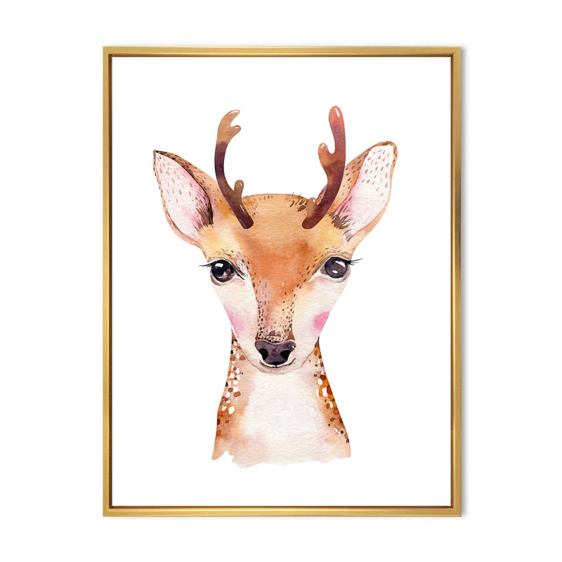 Mignon portrait d'antilope II - peinture, H 40 po x l 30 po x P 1,5 po, Cadre flottant doré