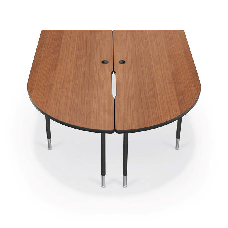 Hierarchy Novelty Height Adjustable 71.37'' L Training Table with Cable Management, Black, Amber Cherry
