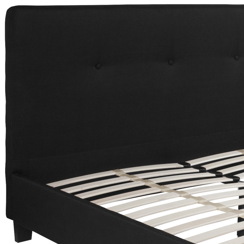 Upholstered Panel Bed, Black, Full