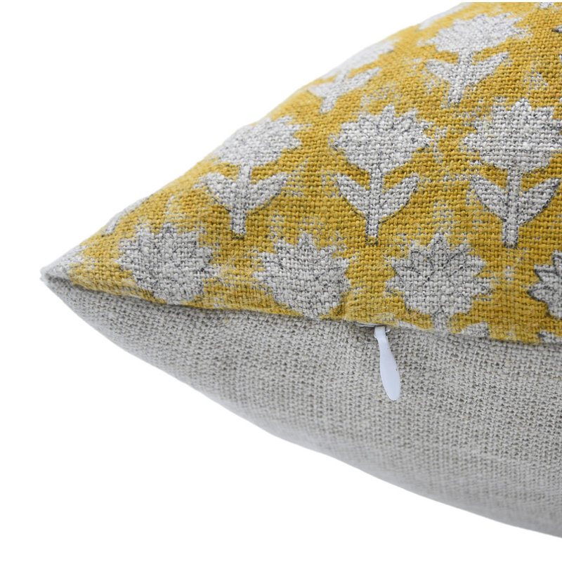 Coussin décoratif imprimé à la main pour canapé, lit et chaise Fab divine, Carré, H 22 po x l 22 po, Jaune/blanc