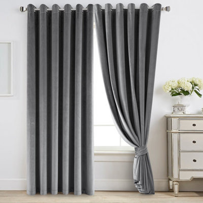 Reede Luxury Crushed Velvet Eyelet Curtains - Fully Lined, Heavy Plush Drapes