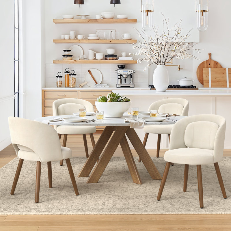 Chaise rembourrée Katherine, Chenille beige, 4