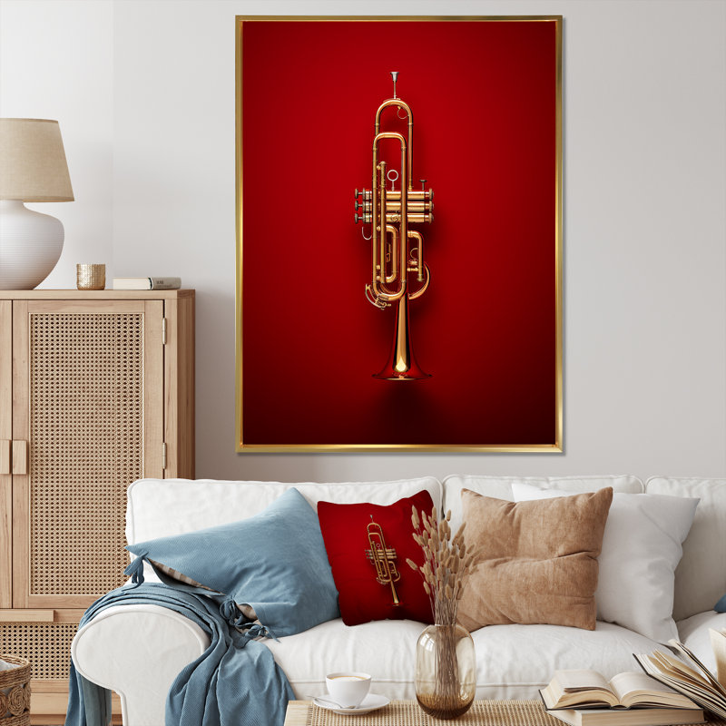 Regal Red Trumpet Triumph III sur impression sur toile, Cadre flottant doré, H 20 po x l 12 po