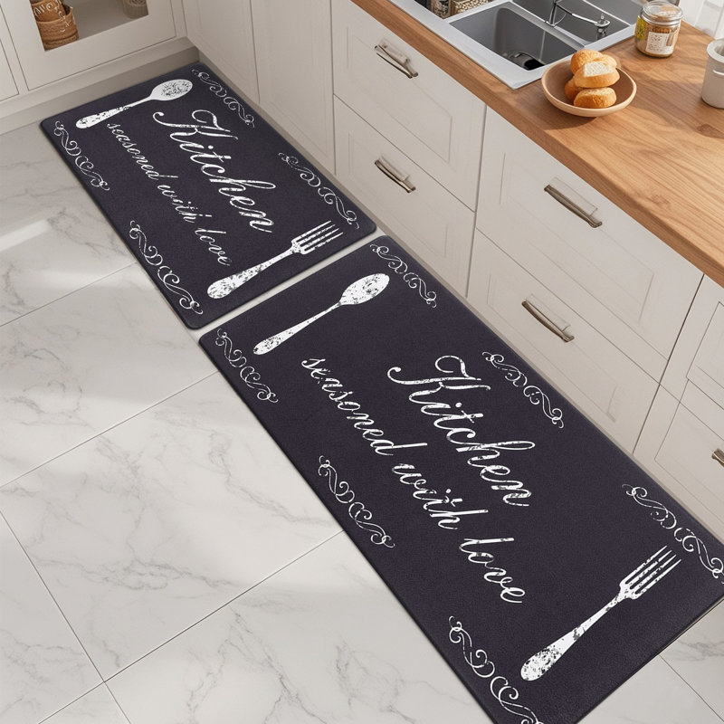 Tapis et tapis de cuisine anti-fatigue, Noir, Tapis de couloir 20 po x 31,5 po + 20 po x 48 po