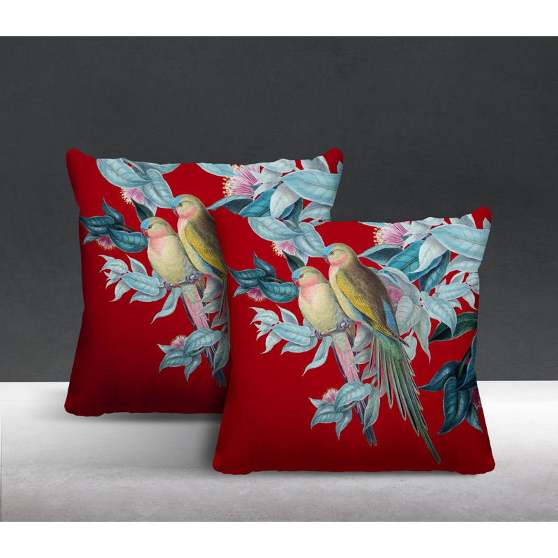 Housse et insert de coussin carré intérieur / extérieur Padmini, L 17 po x H 17 po, Rouge