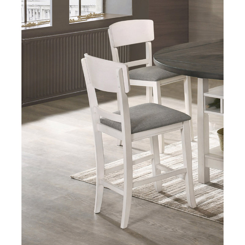 Tabouret de bar rembourré 2pc, Blanc crémeux