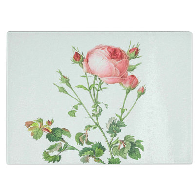 Tempered Glass Rosebush in Bloom by Pierre Joseph Redoute Chopping Board