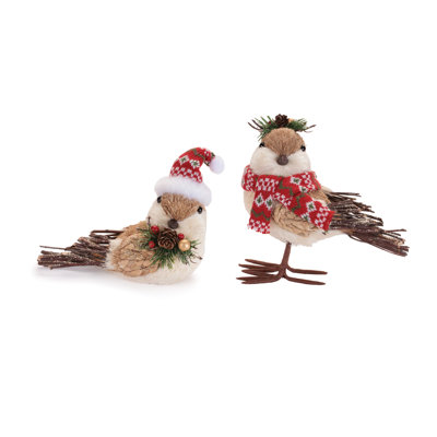 Winter Bird Figurines with Knit Hats and Scarves
