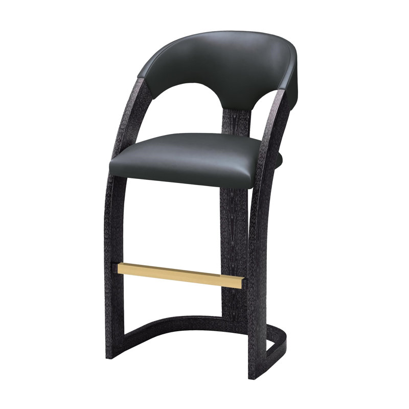 Antique Leather Delia Stool, Black, Bar Stool (30" Seat Height)