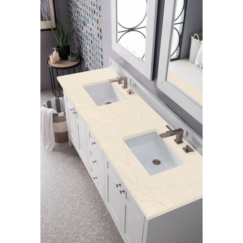 Palisades 72''  W Double Vanity, Bright White, Eternal Jasmine Pearl