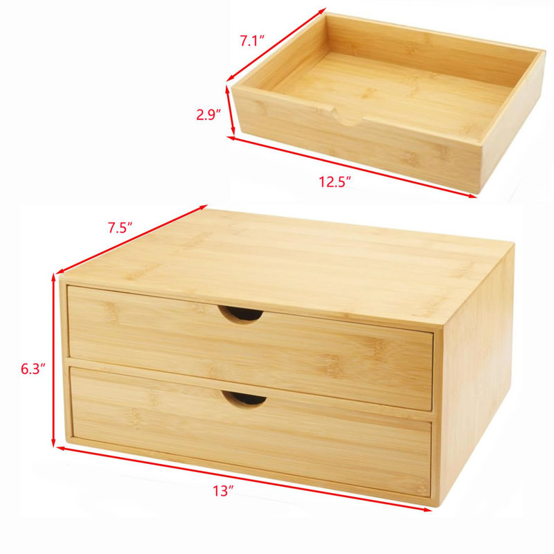 Bamboo Desk Organizer with 2 Drawers