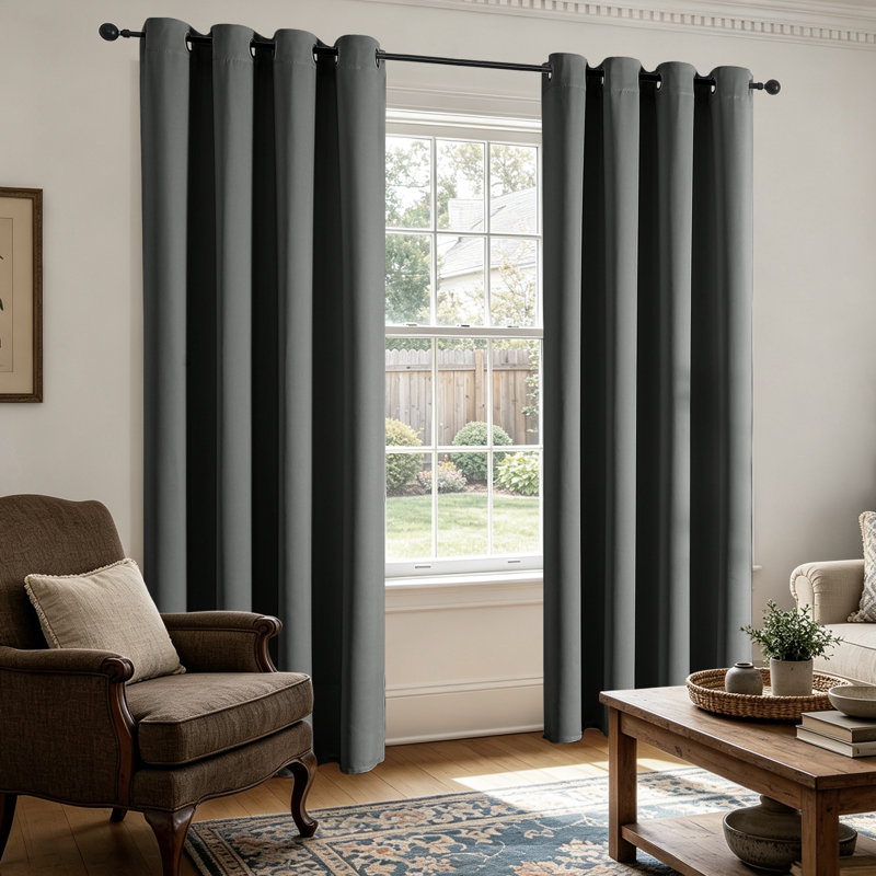 Ensemble de rideaux obscurcissant occultant à œillets avec œillets, ensemble de rideaux en polyester isolant uni, 2 panneaux
