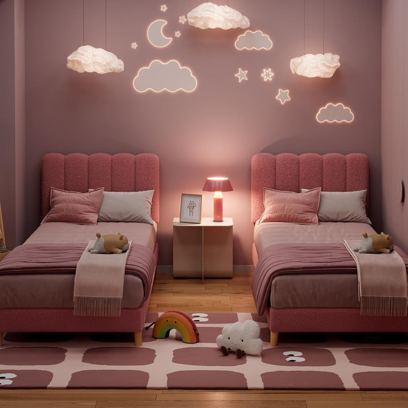 Base de lit plateforme Wave, Twin, Pink