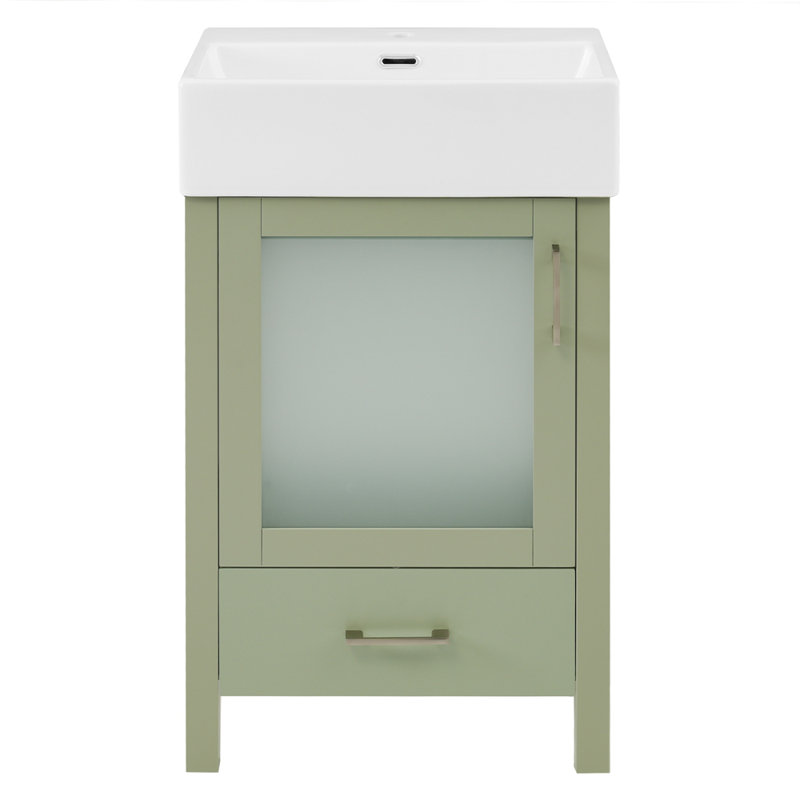 Meuble-lavabo de 20 pouces avec lavabo en céramique, Vert
