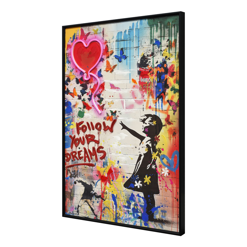 Britwall LED Wall Art Girl Follow Your Dreams Illuminated Canvas 61.6x91.6cm with UK Plug & ON Off Switch