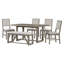 Ensemble de table de salle à manger 6 pièces pour salle à manger 6 pièces 60 po en bois avec ensemble de base à tréteaux pour salle à manger (gris)-1613035694