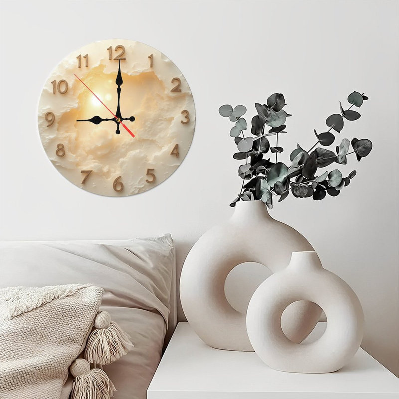 Cloud Clock With Wooden Numbers And Sun