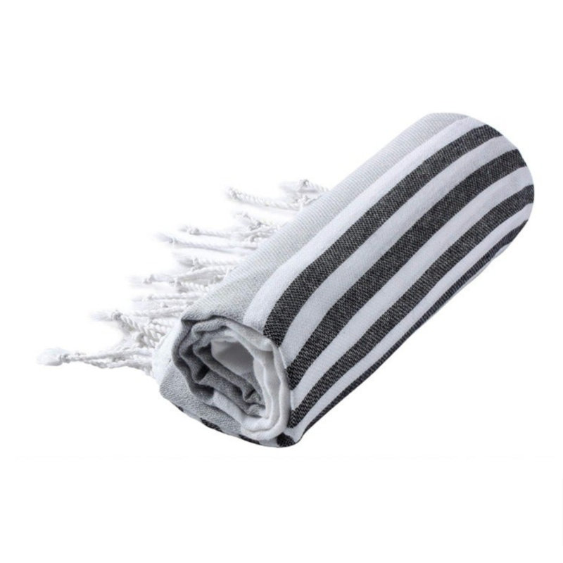 Serviette de plage Mahika, Gris / noir
