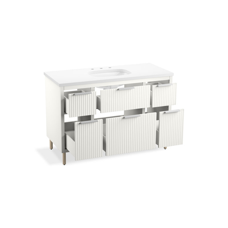 Spacity 48 In. Wall-Hung Bathroom Vanity Cabinet With Sink And Quartz Top, White