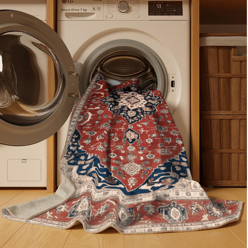 Tapis brun lavable à la machine, Rond 7 pi