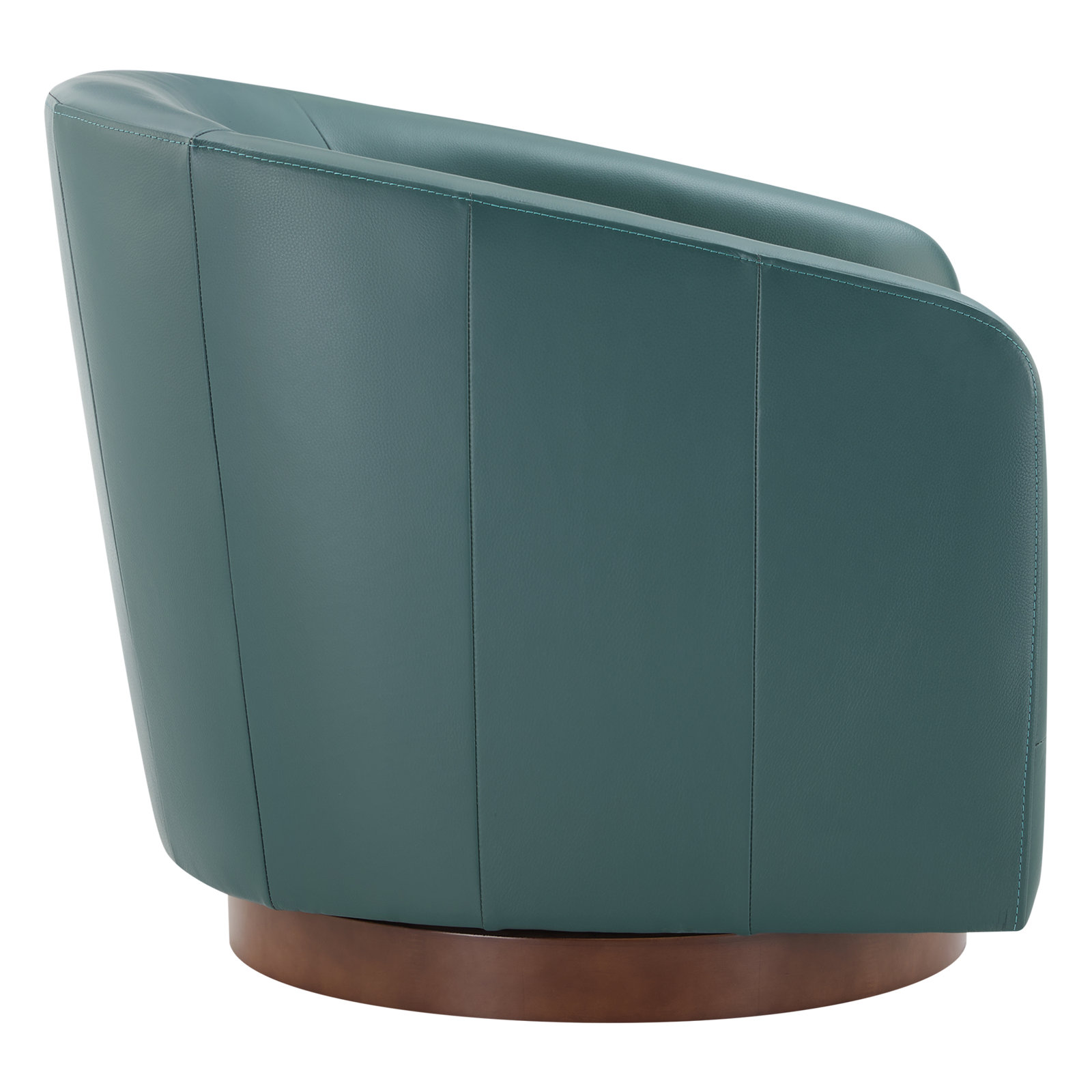 Bennett Genuine Leather Swivel Barrel Chair, Teal