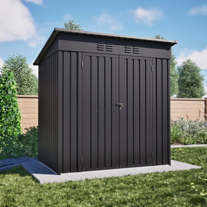 Remise de rangement extérieure 6 x 4 pi, remise à outils toutes saisons pour jardin, cour, pelouse, noir, Noir