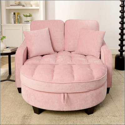 Two-Seater Sofa, Double Sofa Chaise Longue, With Irregular Armrests And Backrests, Footrest With Storage Space, Comes With Two Small Throw Pillows, Suitable For Living Room And Bedroom
