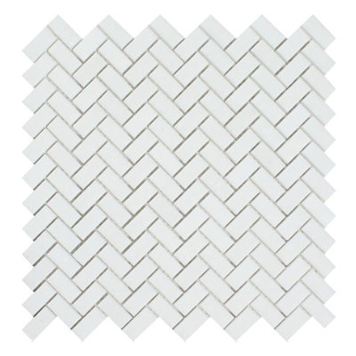 0.625 in. x 1.25 in. Herringbone Honed Marble Tile