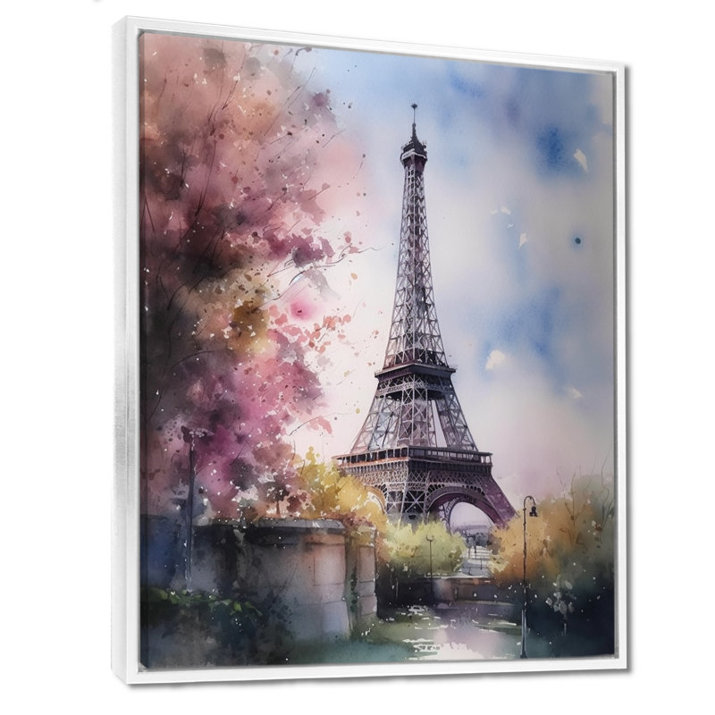 «Beautiful Eiffel Tower In Paris V», art sur toile Paris, H 40 po x l 30 po x P 1,5 po, Cadre flottant blanc