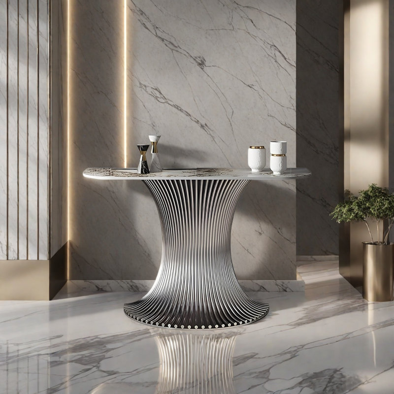 Console Modern Luxury Art, H 33,46 po x l 39,37 po x P 15,75 po, Or champagne