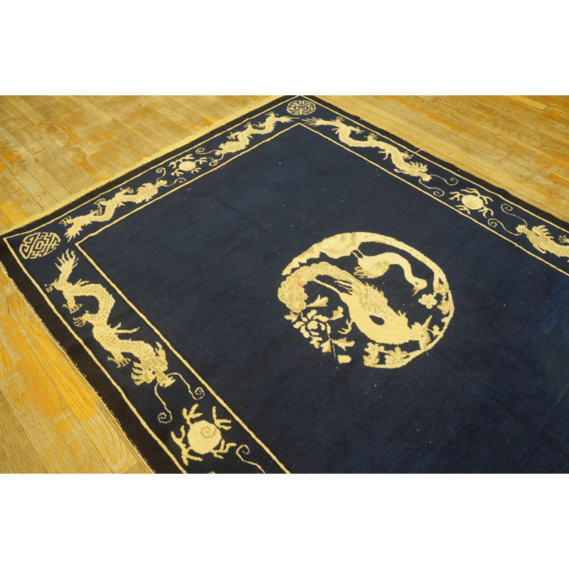 Antique Chinese - Peking Geometric Knotted Rug