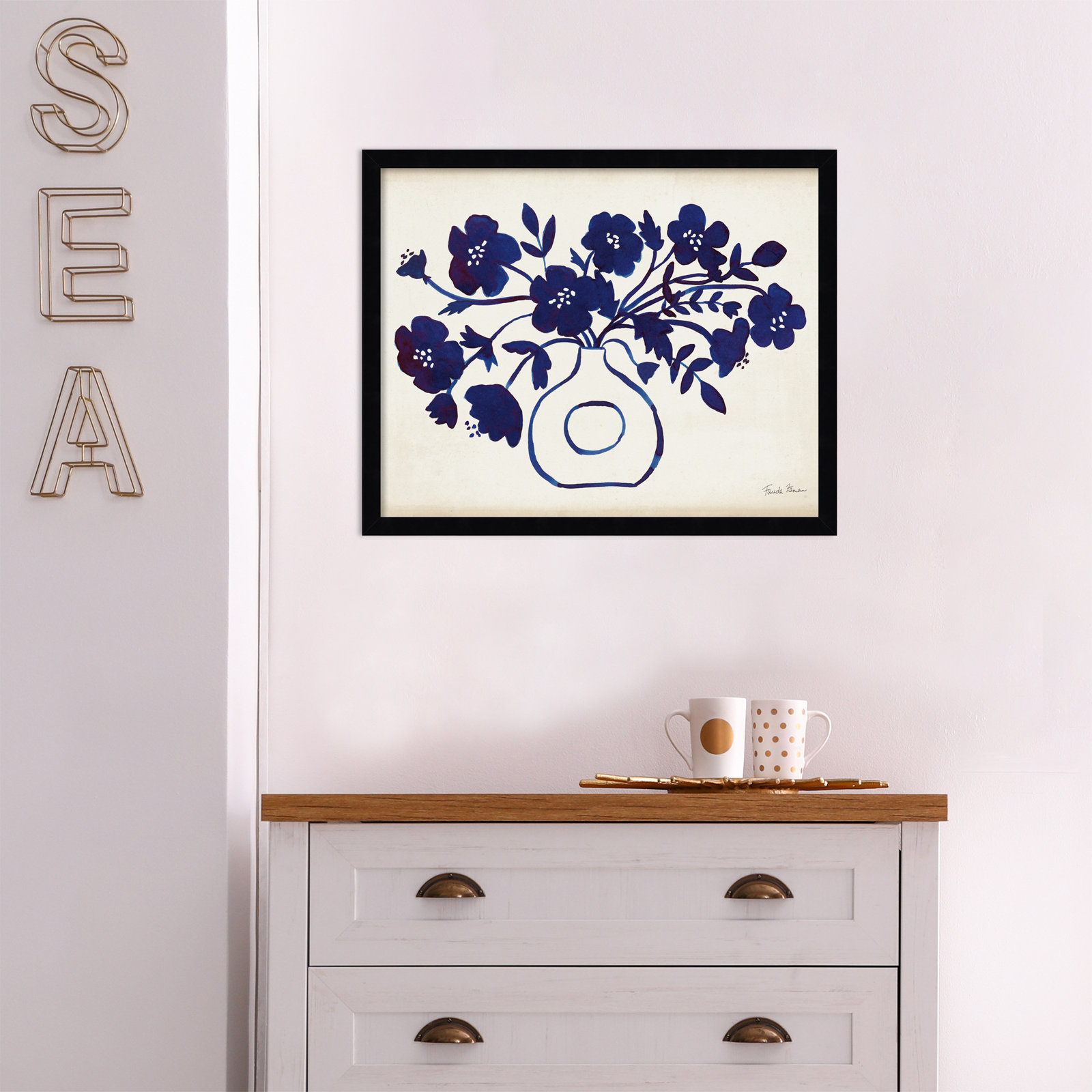 Modern Blue by Farida Zaman, Black, 17" H x 21" W x 1" D