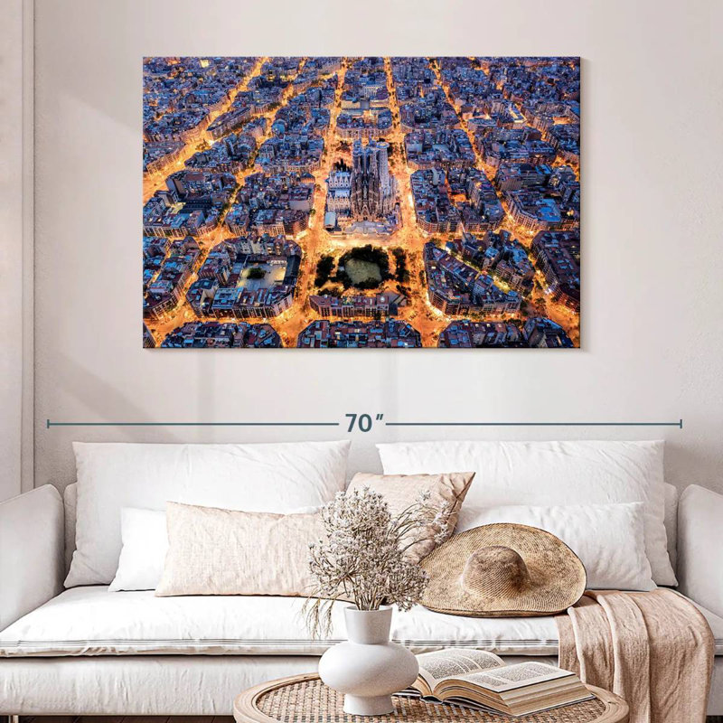 Lumières de la ville de Barcelone, H 32 po x l 48 po