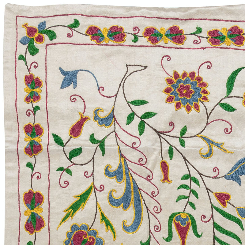20 x 39 po, suspension suspendue moderne en 100% soie Suzani Nouvelle housse de table décorative avec motif floral