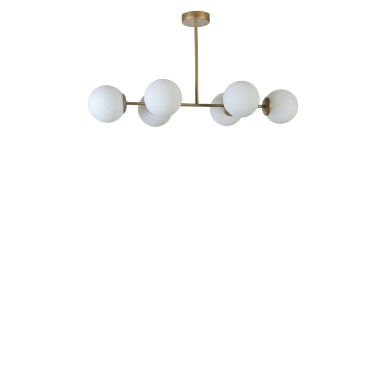Élégant lustre doré et blanc, structure en métal, 35,4 po x 5,9 po | Couvercle en verre, douille E27 (40 W maximum), hauteur totale de 25,6 pouces | Luminaire élégant pour le salon, la salle à manger et les entrées, classé IP20